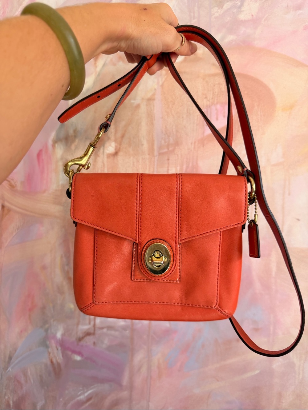 Coach Leather Crossbody Bag in Coral Orange